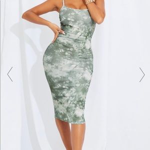 TIE DYE RIB STRAPPY MIDI DRESS